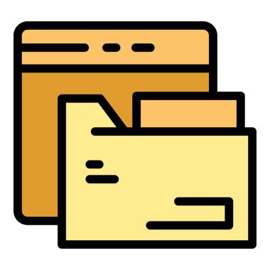 İnternet dizin simgesi ana hatları vektörü. Süreç oluşturma. Uygulama kodu rengi düz