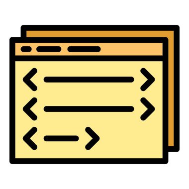 Uygulama izleyici simgesi ana hatları vektörü. İş kurmak. Kod web sitesi rengi düz