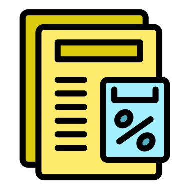 Belge simgesi ana hatlı vektörü ödünç al. Küçük banka. Yerel sme rengi düz