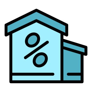 Ev kredisi ikonu ana hat vektörü. Küçük banka. Belge yerel renk düzlüğü