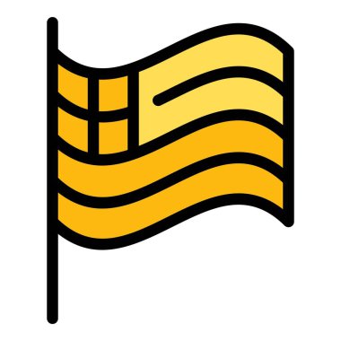 Yunan bayrak simgesi ana hat vektörü. Yunanistan antik tapınağı. Salon rengi düz