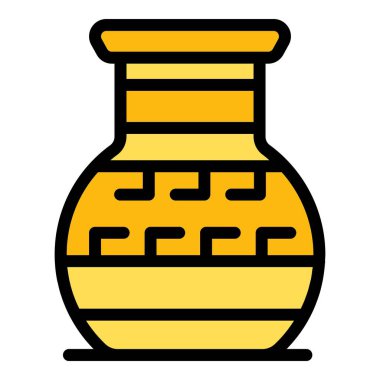 Atina vazosu ana hat vektörü. Yunan tapınağı. İçerideki galeri rengi düz