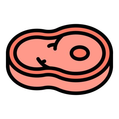 Çiğ biftek ikonu ana hatları vektörü. Yemek yemeği. Restoran kafe rengi düz