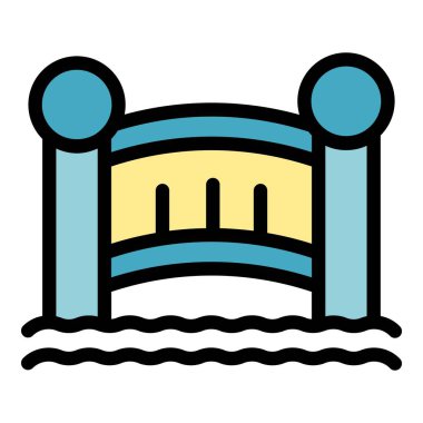 Kyoto köprü simgesi ana hat vektörü. Japon şehri. Eski harita rengi düz