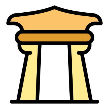 Antik kule ikonu ana hat vektörü. Şehir tapınağı. Tokyo harita rengi düz