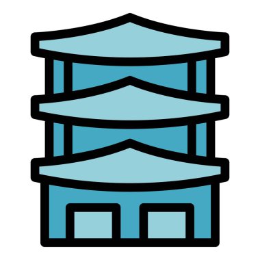 Pagoda ikonu ana hat vektörü. Japon kyoto 'su. Tapınak kulesi rengi düz