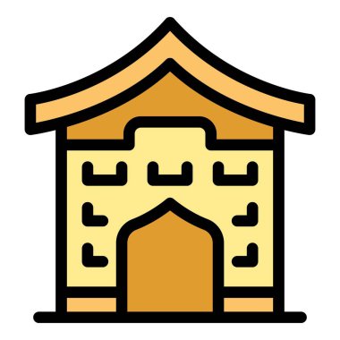 Kyoto simgesinin ana hatlarını seyahat et. Japonya kulesi. Turizm evi rengi düz