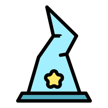 Tekstil sihirli şapka ikonu ana hat vektörü. Asa gösterisi. Üst tavşan rengi düz