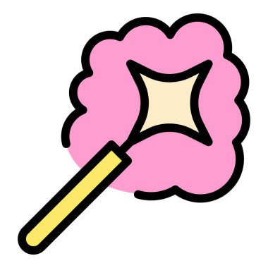 Yıldız çubuğu ana hatları vektörü. Sihirli şapka. Üst tavşan rengi düz