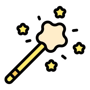 Yıldız sihirli değnek ana hatları vektörü. En iyi numara. Eğlenceli perde rengi düz