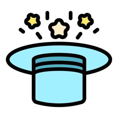 Trick hat simgesi ana hat vektörü. Sirk gösterisi. Sihirbaz tasarım rengi düz