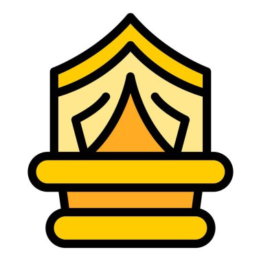 Küçük çadır simgesi ana hat vektörü. Doğa, açık hava. Ev gezisi rengi düz