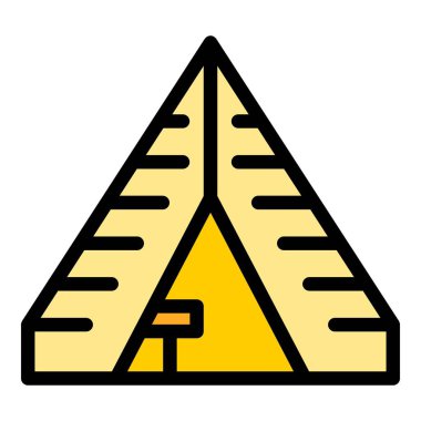 Barbekü çadırı ikonu ana hatları vektörü. Doğa, açık hava. Kart kartı rengi düz