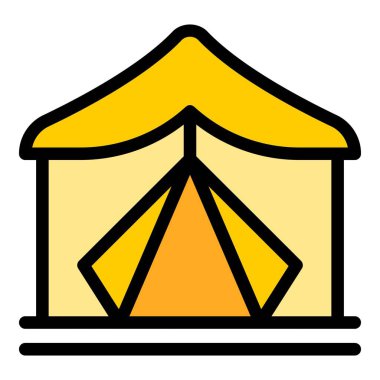 Orman çadırı ikonu ana hatları vektörü. Glamping Doğa. Ev gezisi rengi düz