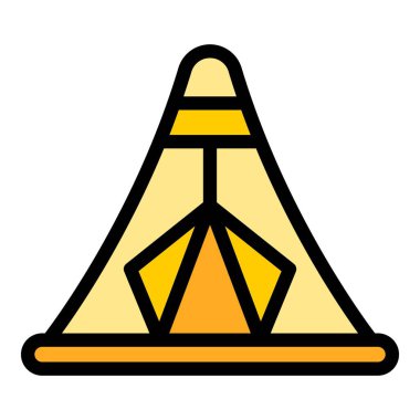 Doğa çadırı ikonu ana hatları vektörü. Orman evi. Mobilya gezisi rengi düz