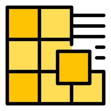 Banyo fayans ikonu ana hatları vektörü. Zemin kurulumu. Tahta ev rengi düz