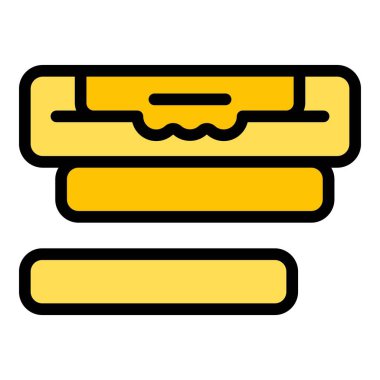 Çimento kiremit ikonu ana hat vektörü. Mermer yüzey. İç yüzey rengi düz