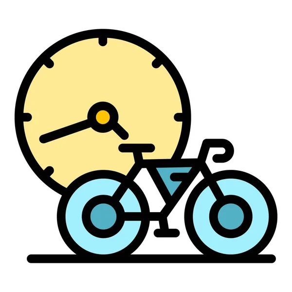 Ride Tempo Bicicleta Ícone Contorno Vetor Partilha Inteligente App Alugar — Vetor de Stock