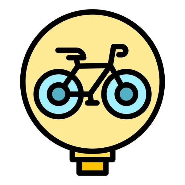 Bike Road Sign Icon Outline Vector Share Transport Public Bike — Stock Vector