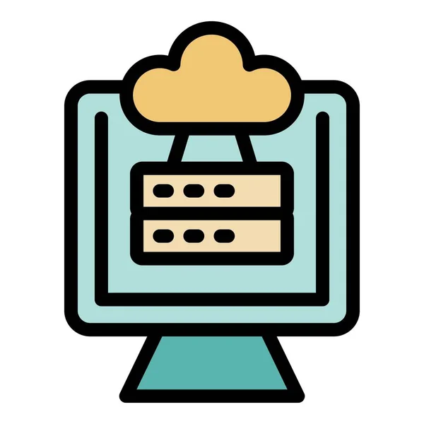 Umrissvektor Für Cloud Server Daten Sicheres Vpn Online System Farbe — Stockvektor