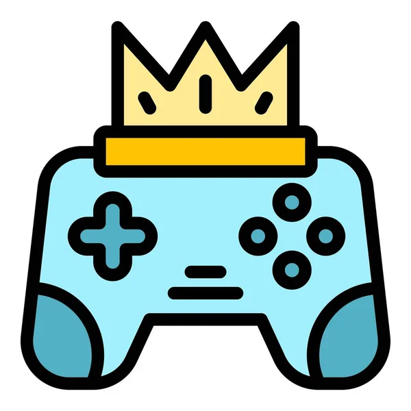 King Steuerknüppel Symbol Umrissvektor Elektronischer Online Spiel Farbe Flach — Stockvektor