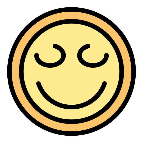 Вектор Контуров Иконок Смайликов Счастливый Человек Красивый Веселый Плоский Цвет — стоковый вектор