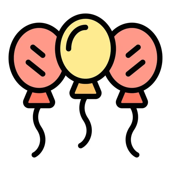 Balloon Group Icon Outline Vector Happy Person Face Fun Color — Stock Vector