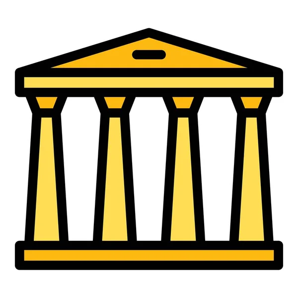 Columna Icono Del Templo Contorno Vector Edificio Griego Historia Pilar — Archivo Imágenes Vectoriales