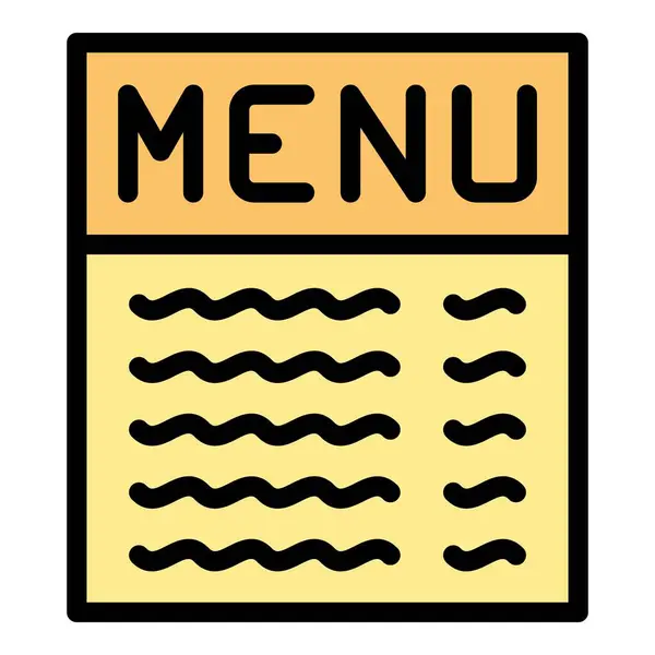 Umrissvektor Des Restaurant Menüs Cafe Food Laptop Zimmer Farbe Flach — Stockvektor
