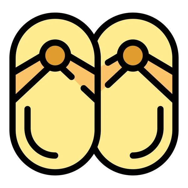 Japan Slippers Icon Outline Vector Kyoto Temple City Tower Color — Stock Vector