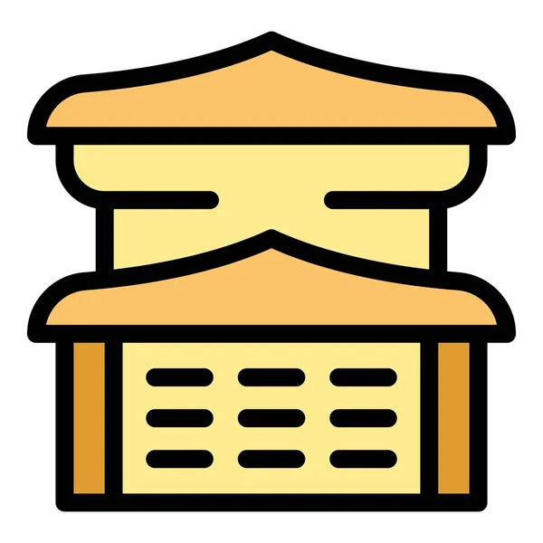 Ориентировочный Вектор Контура Здания Храм Города Японская Башня — стоковый вектор
