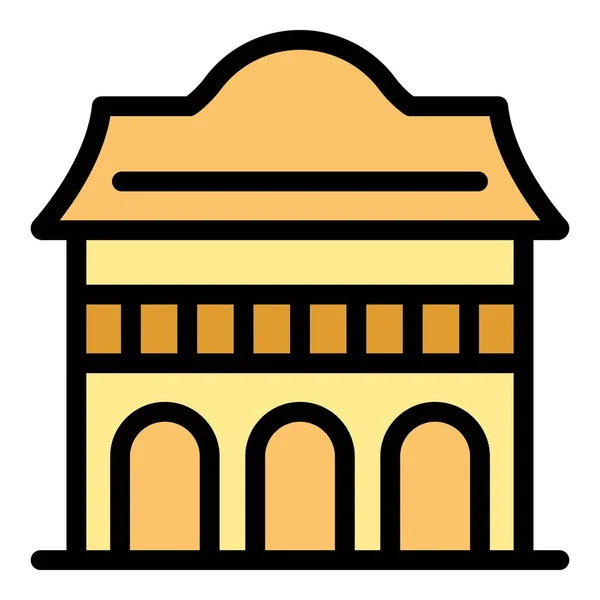 Antiguo Icono Casa Ciudad Contorno Vector Torre Del Templo Santuario — Vector de stock