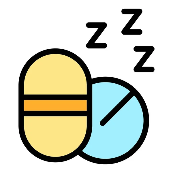 Ikon Pil Tidur Garis Besar Vektor Penyakit Tidur Warna Rata - Stok Vektor