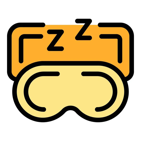 Der Umrissvektor Des Schlafmaskensymbols Schlafstörungen Bett Person Farbe Flach — Stockvektor