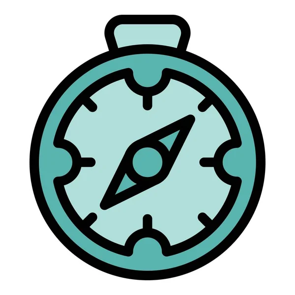 Glamping Kompass Icon Outline Vektor Reiselust Wald Reise Farbe Flach — Stockvektor