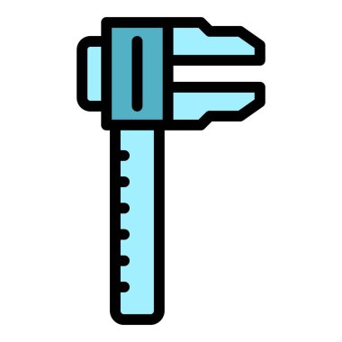 Ölçüm aracı simgesi ana hatları vektörü. İşçi. Süreç rengi düzleştiriliyor