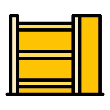 Ahşap çekmece ikonu ana hat vektörü. İş fabrikası. Bitki işçisi rengi düz