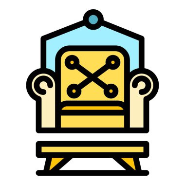 Kraliyet koltuk simgesi ana hat vektörü. İş fabrikası. İşlem bitkisi rengi düz