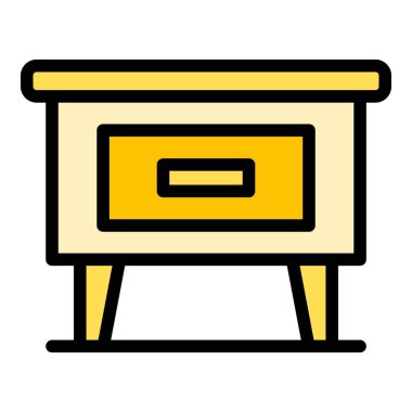 Tablo üretim ikonu ana hatları vektörü. Ahşap üretimi. Fabrika çalışma rengi düz