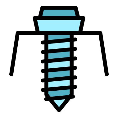 Çatıdaki tornavida ikonu ana hatları vektörü. Ev tamircisi. İşçi fayans rengi düz