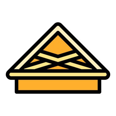 Ahşap çatı ikonu ana hat vektörü. Onarım onarımı. Ev yapım rengi düz