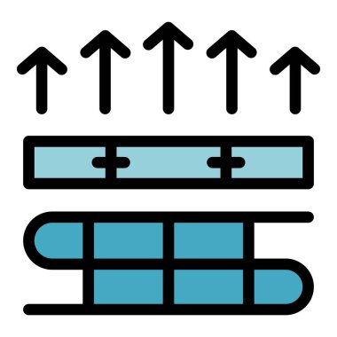 Yer sıcaklığı simgesi ana hat vektörü. Ev yapımı. Dekor parke rengi düz