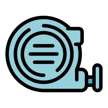 Ölçüm şeridi simgesi ana hatları vektörü. Döşeme içi. Dekor kurulum rengi düz