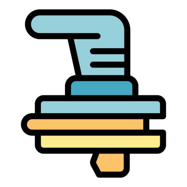 Döşeme kurulum kolu ikon ana hatları vektörü. Ahşap döşeme. Dekor malzemesi rengi düz