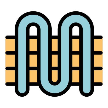 Sıcak zemin simgesi ana hat vektörü. İç döşeme. Dekor duvar rengi düz