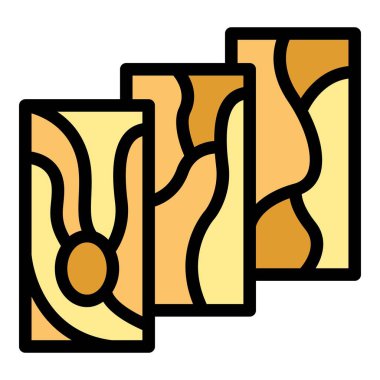 Dekor yüzey simgesi dış hat vektörü. Ev dokusu. Parke duvar rengi düz