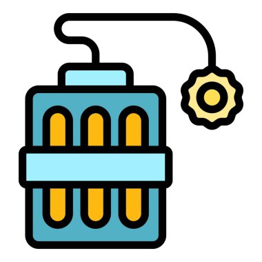 Dinamit simgesi ana hatları vektörü yakılıyor. Benim taşım. Araba madencisi rengi düz