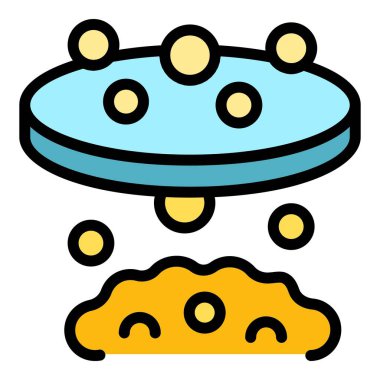 Altın araç simgesi ana hatlı vektör. Altın madeni. Taş madencisi rengi düz