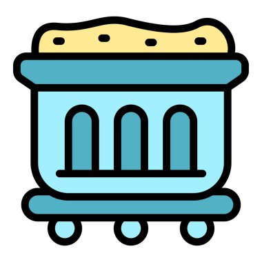 Altın madeni arabası taslak vektörü. Altın oyun. Para ekipmanı rengi düz