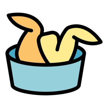 Kutu kanatları ikon ana hatları vektörü. Yiyecekler çıtır çıtır. Sıcak et rengi düz